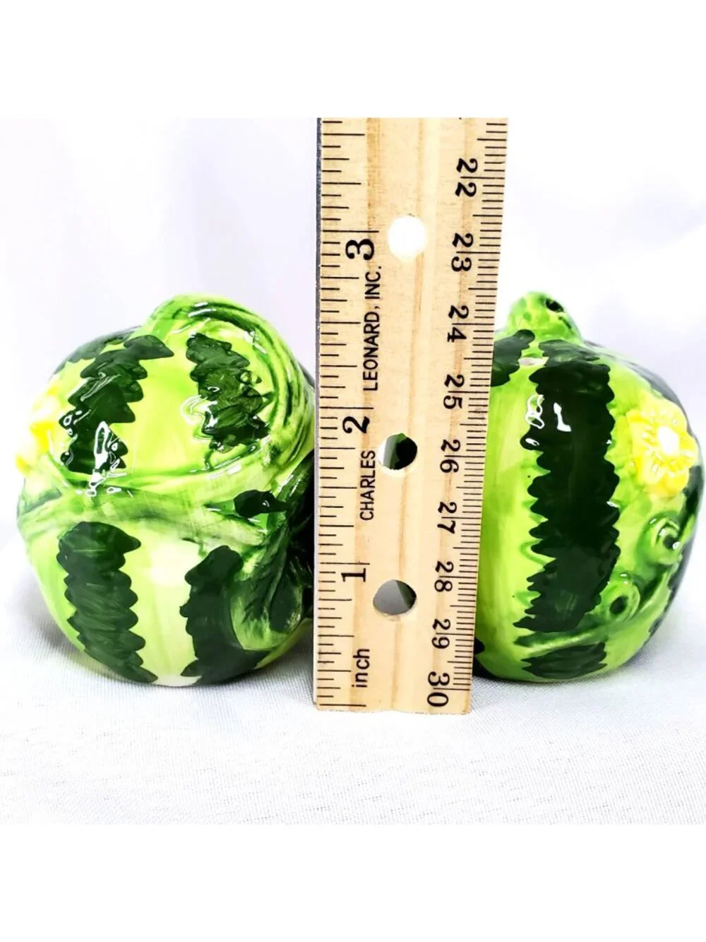 VTG Watermelon Ceramic Salt & Pepper Shakers Hand-Painted 2.75" Tall - Picture 4 of 10